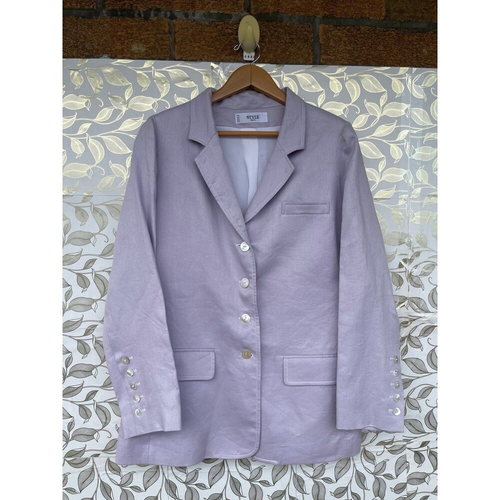 Style Paris Made In France Lavender linen  Blazer Jacket Size 46 /12 Whimsigoth